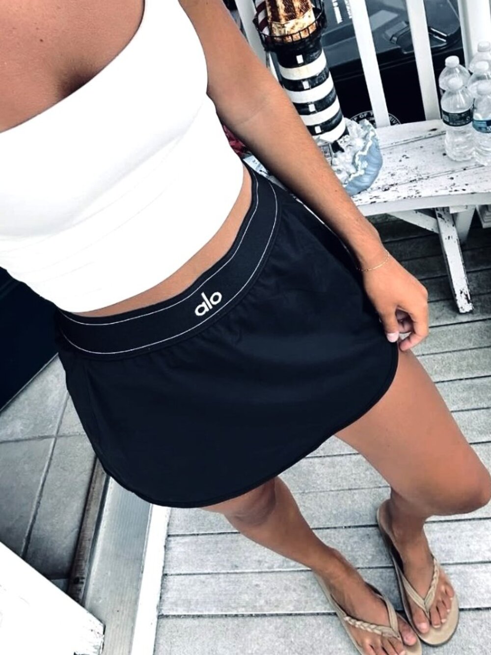 🔥ALO Yoga Match Point Tennis Skirt Black🎾Builtin shortsa versatile staple
